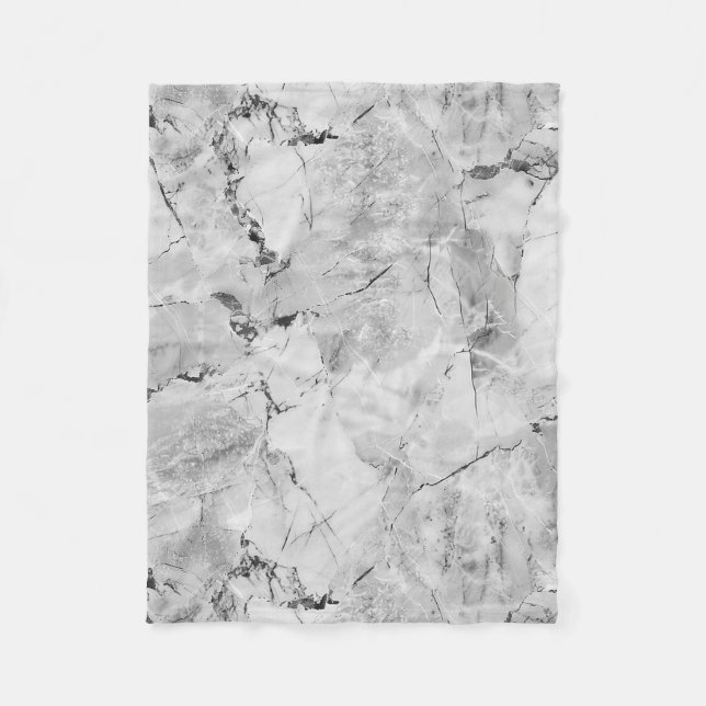 Grey "Stone Mosaic Cascade" Marble Texture All-Ove Fleece Blanket (Front)