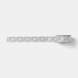 Grey 'Stone Mosaic Cascade' Marble Texture Custom Satin Ribbon