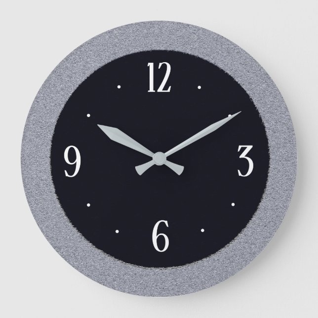 Grey Stone on Black with White Nos>Kitchen Clock (Front)