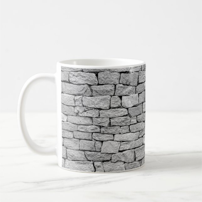 Grey stone wall, abstract background. coffee mug (Left)