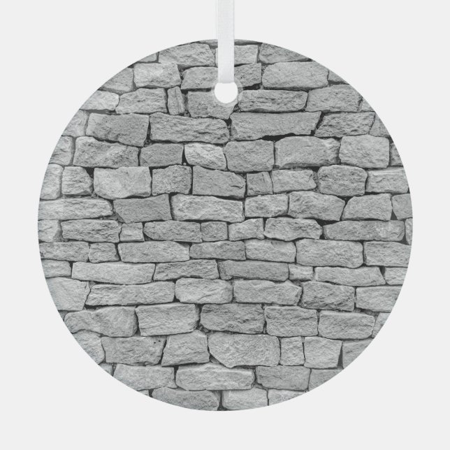 Grey stone wall, abstract background. glass ornament (Front)