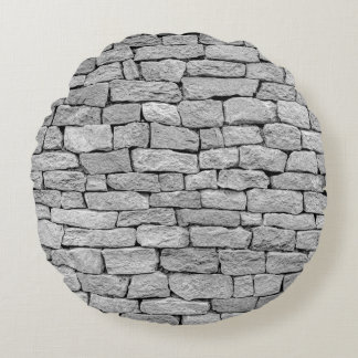 Grey stone wall, abstract background. round pillow
