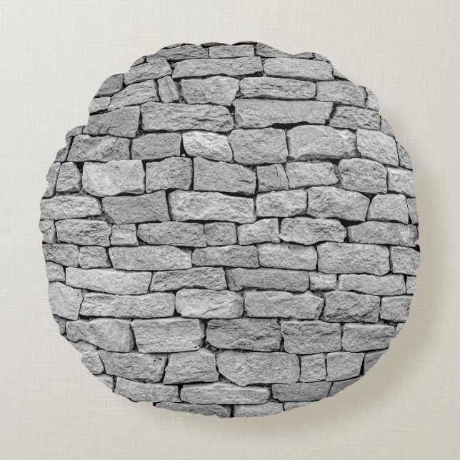 Grey stone wall, abstract background. round pillow (Front)