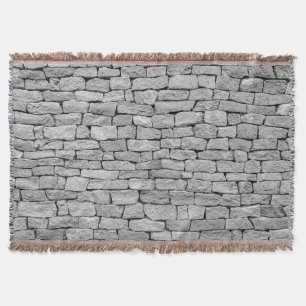 Grey stone wall, abstract background. throw blanket