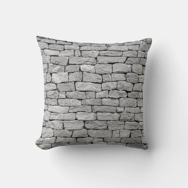 Grey stone wall, abstract background. throw pillow (Front)