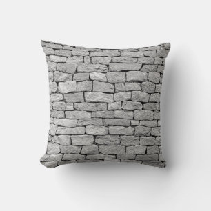 Grey stone wall as an abstract background. throw pillow