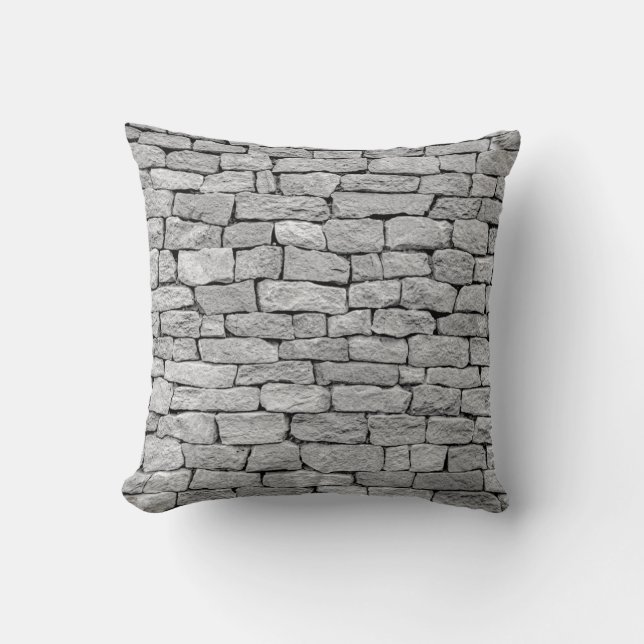 Grey stone wall as an abstract background. throw pillow (Front)
