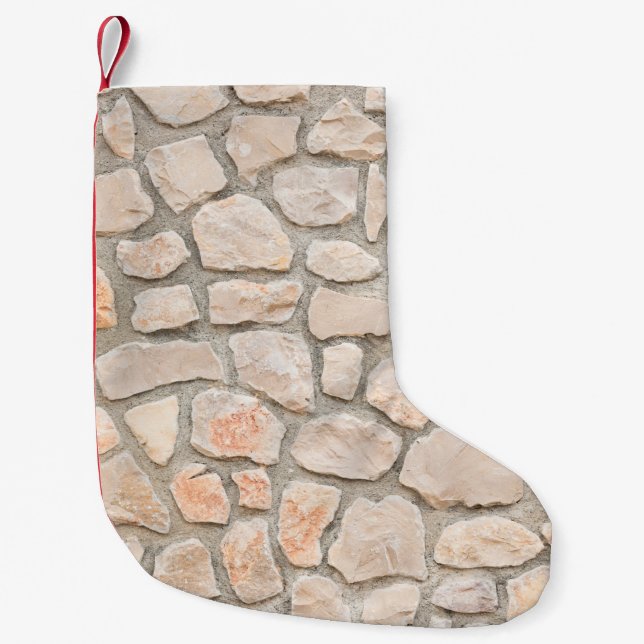 Grey stone wall background. stone, texture, wall,  small christmas stocking (Front)