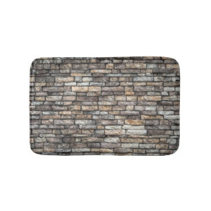 Grey Stone Wall Bath Mat