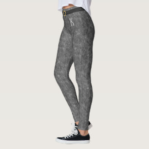 Grey Stonewashed Denim Jeans Monogram customized Leggings
