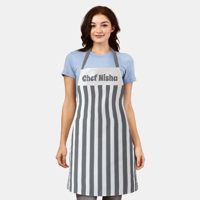 Grey Stripe  Apron (Worn)