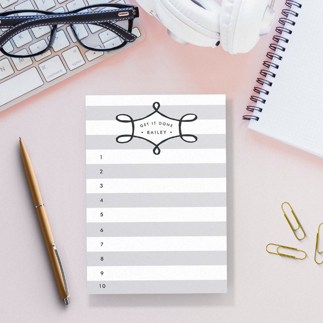 Grey Stripe Personalized To-Do List Post-it Notes (Creator Uploaded)
