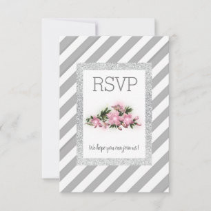 Grey stripe with silver glitter strip rsvp card