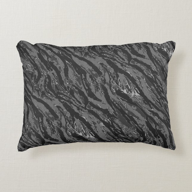Grey Striped Camo Decorative Pillow (Front)