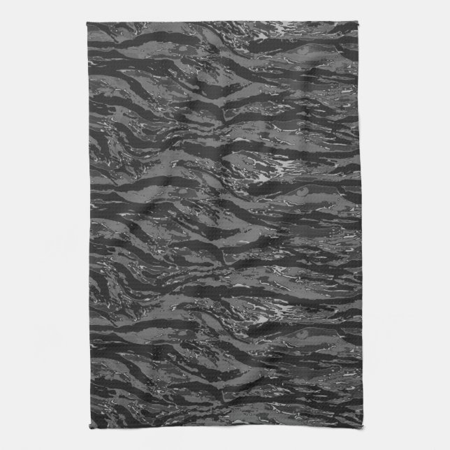 Grey Striped Camo Kitchen Towel (Vertical)