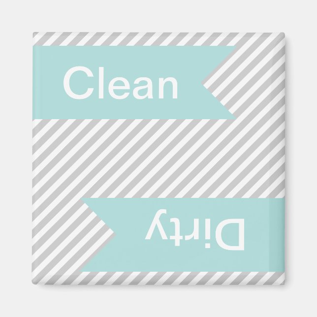 Grey Striped Clean - Dirty Dishwasher Magnets (Front)