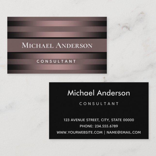 Grey, striped, gradient, grey stripes, simple, min business card (Front/Back)