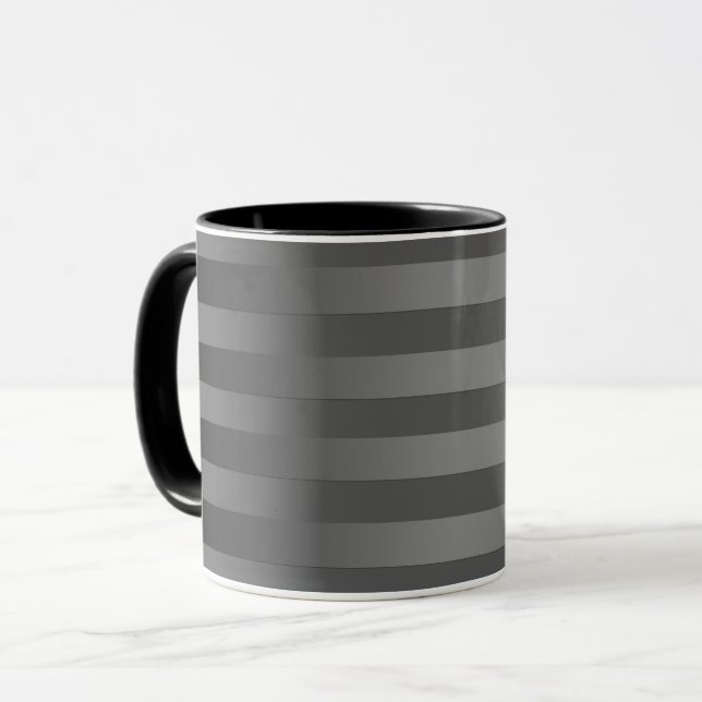 Grey, striped, gradient, grey stripes, simple mug (Front Left)