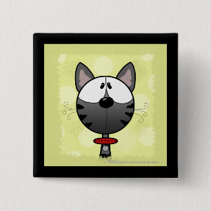 Grey Striped Kitty 2 Inch Square Button