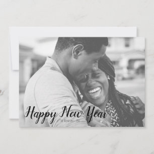 Grey Striped Pattern Happy New Year Photo Card