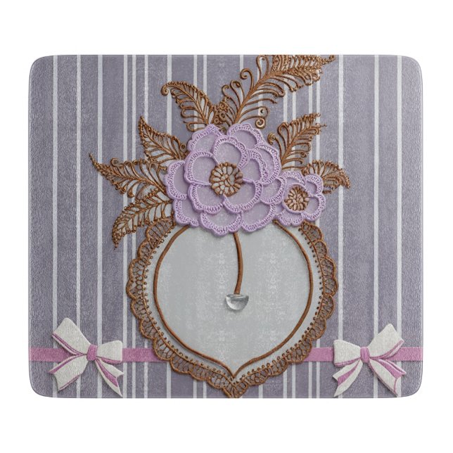 Grey stripes AI art  Cutting Board (Front)