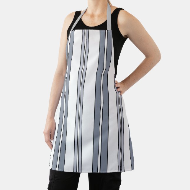 Grey Stripes Baker Chef Apron (Insitu)