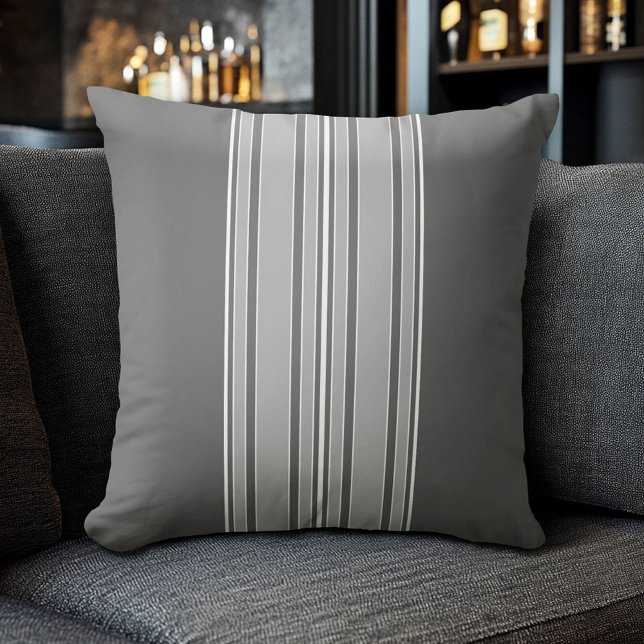 Grey Stripes Centre - Modern Vibe CAN edit colour Throw Pillow (Modern Stripe Pillow)
