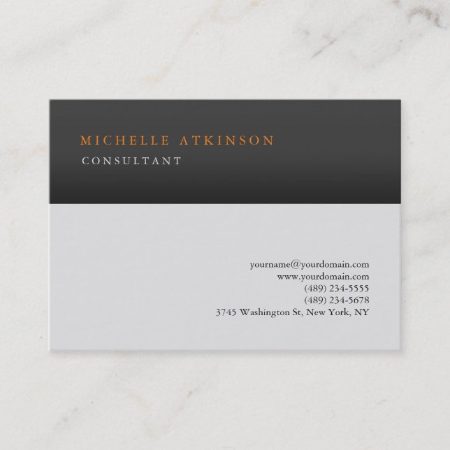 Grey Stripes Classical Elegant Plain Professional Business Card (Front)