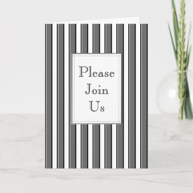 Grey Stripes Custom Folded Invitation (Front)