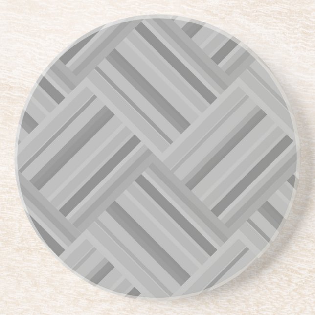 Grey stripes diagonal weave pattern coaster (Front)