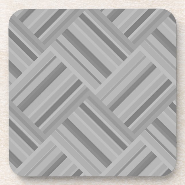 Grey stripes diagonal weave pattern coaster (Front)