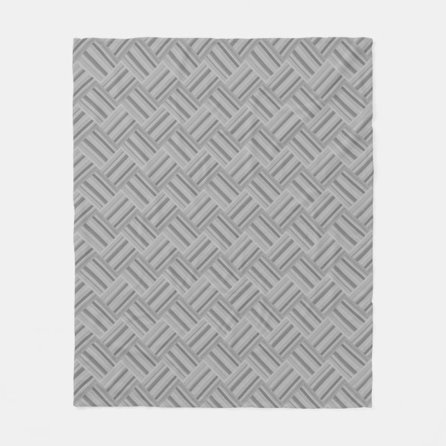 Grey stripes diagonal weave pattern fleece blanket (Front)