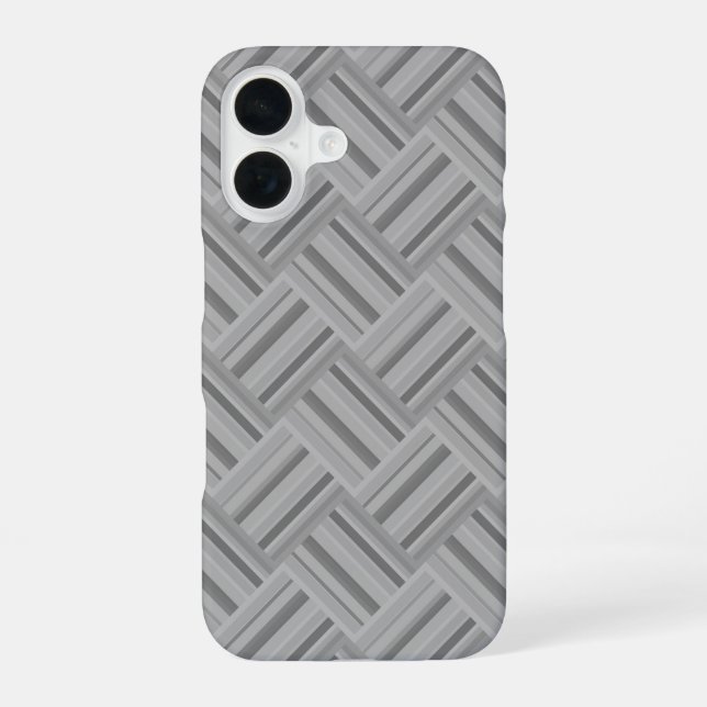 Grey stripes diagonal weave pattern iPhone 16 case (Back)