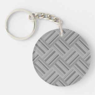 Grey stripes diagonal weave pattern keychain