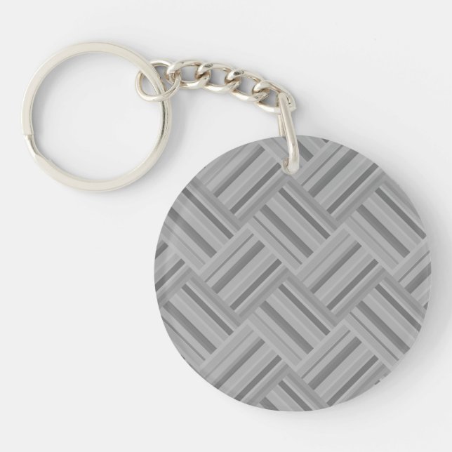 Grey stripes diagonal weave pattern keychain (Front)