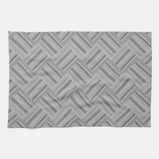 Grey stripes diagonal weave pattern kitchen towel (Horizontal)