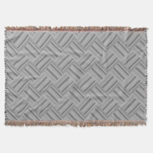 Grey stripes diagonal weave pattern throw blanket