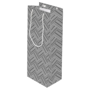 Grey stripes diagonal weave pattern wine gift bag