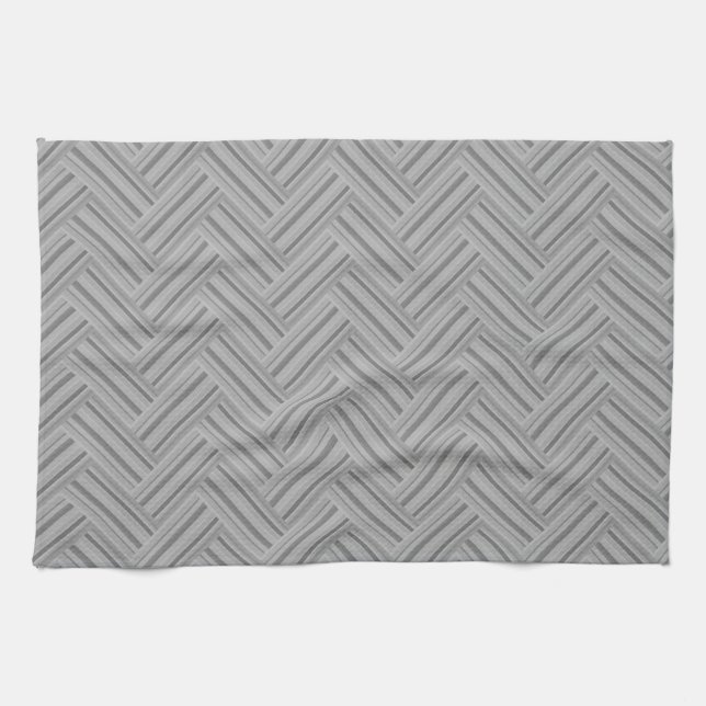 Grey stripes double weave pattern kitchen towel (Horizontal)