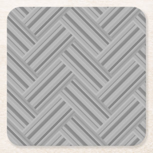 Grey stripes double weave pattern square paper coaster