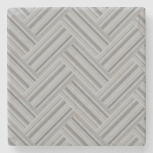 Grey stripes double weave pattern stone coaster
