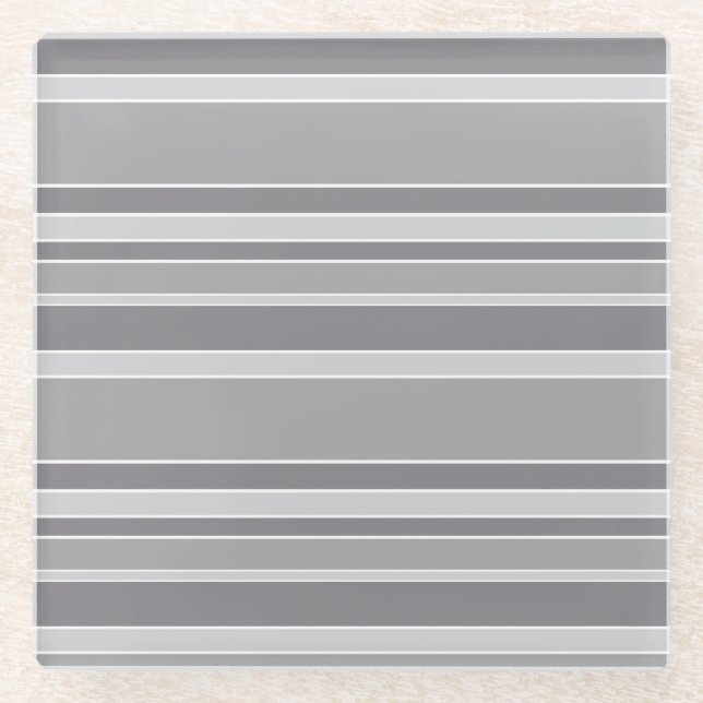 Grey stripes glass coaster (Front)