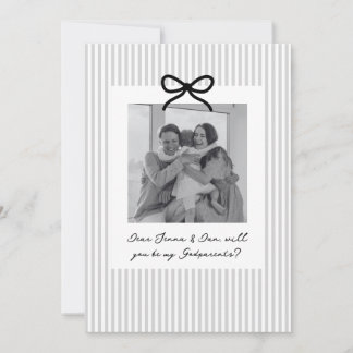 Grey Stripes Godparents Proposal Invitation