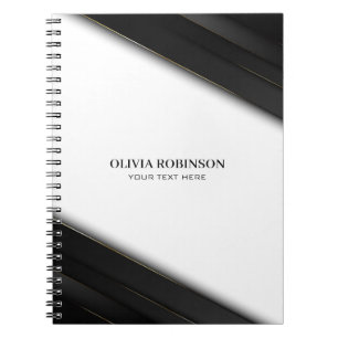 Grey Stripes Gold Thin Lines Notebook