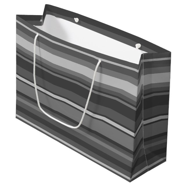 Grey stripes large gift bag (Front Angled)