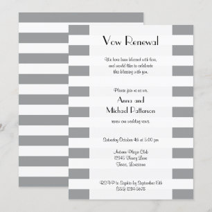 Grey Stripes, Lines, Striped Pattern, Vow Renewal Invitation