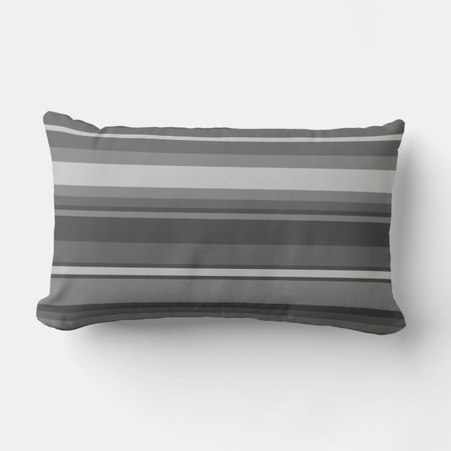 Grey stripes lumbar pillow (Front)