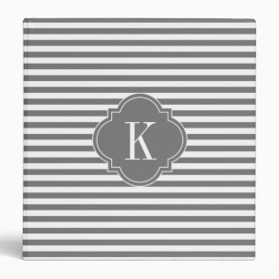 Grey Stripes Monogram Binder