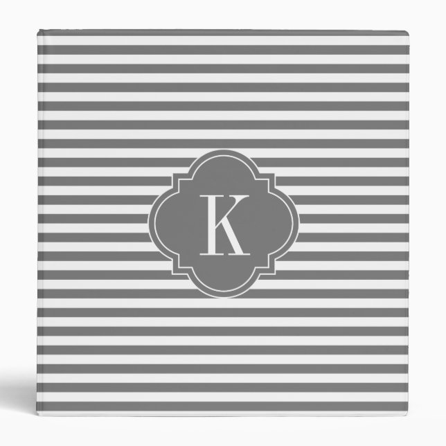 Grey Stripes Monogram Binder (Front)
