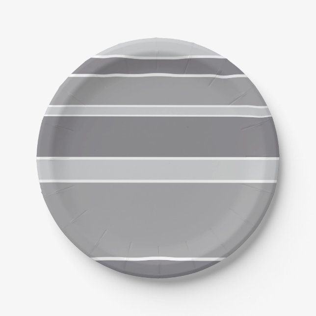 Grey stripes paper plate (Front)